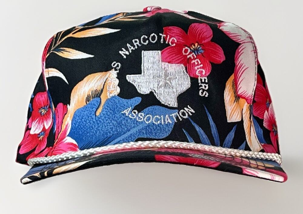 Vintage Texas Narcotic Officers Association Hat Floral Hawaiian Rope Cap